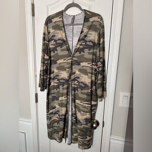 Honeyme Curvy Cardigan in Camo print with Lace back feature size XXXL